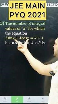 Q) The number of integral values of ' 𝑘 ' for which the equation 3sin𝑥+4cos𝑥=𝑘+1 has a soluti