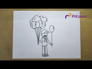 How to Draw a Balloon Seller Easy step by step