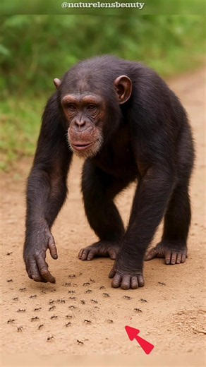 Clever Chimpanzee Ant Hunting Trick! #shorts