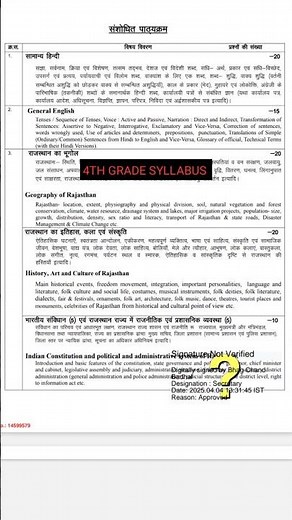 4Th grade syllabus 2025 || 4th grade new syllabus | चतुर्थ श्रेणी कर्मचारी पाठ्यक्रम 2025 #4thgrade