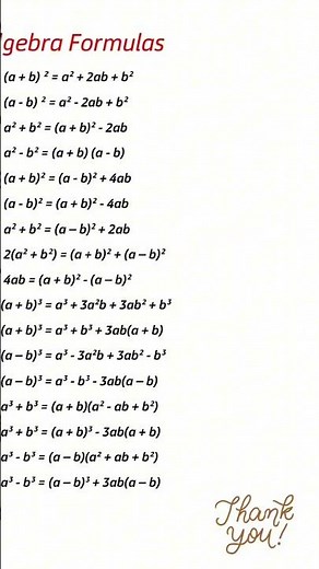 Essential Algebra Formulas- A simple and organized guide for Algebra #algebraformulas #algebratricks
