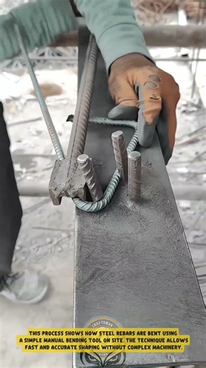 Rebar Bending using a Steel Jig and Hammer - Good Tools and Machinery in Daily Work