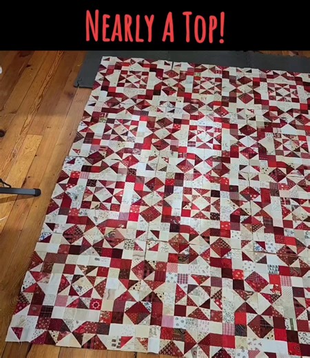 My red and neutral blocks are done! I love it when the quilting progress gets to this point and I can finally see it coming together. 🤗⁣⁣ ⁣⁣ Inspired by a photo I took of a tile floor on my travels, no name yet, pattern to come likely towards fall of 2025 as I want to hand quilt this one. ✂️💟🧵🪡⁣ ⁣ ⁣ ⁣ #quiltville #bonniekhunter #quilt #quilting #quilter | Quiltville