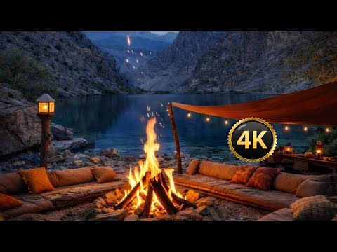 Fireside Escape: Lakeside Campfire in 4K | Relaxing Nature Ambience