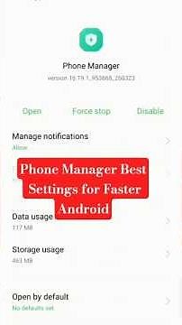 Phone Manager Best Settings for Faster Android 📱 #shortsfeed #smartphone