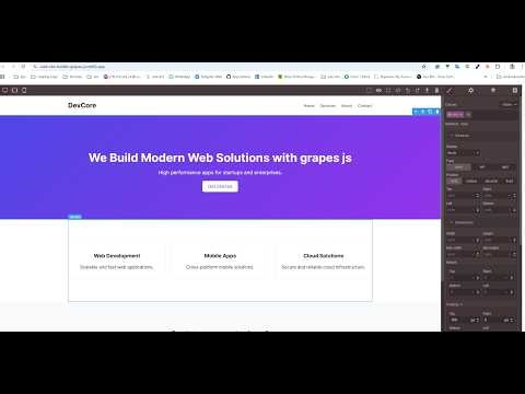 website builder using grapes js and vue js