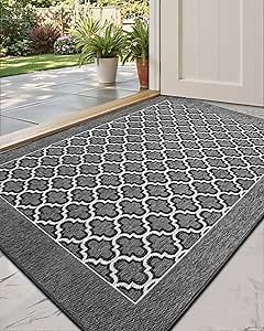DEXI Entryway Door Mat Inside, Front Entrance Doormat Thin Low Profile, Non Slip Mats Absorbent for Home Entry Floor, 24x36, Floral Grey