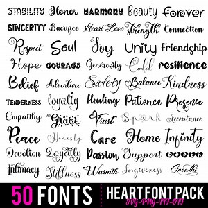 Romantic Font, Heart Font, Font With Tails, Font for Cricut, Boho Font, Font With Love, Valentine Font, Beautiful Font, Wedding Font - Etsy