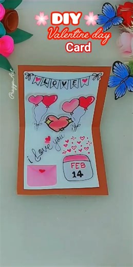DIY Valentine day card// Valentine day craft✨#pragyaart #diy #craftideas #valentinedaycrafts #shorts