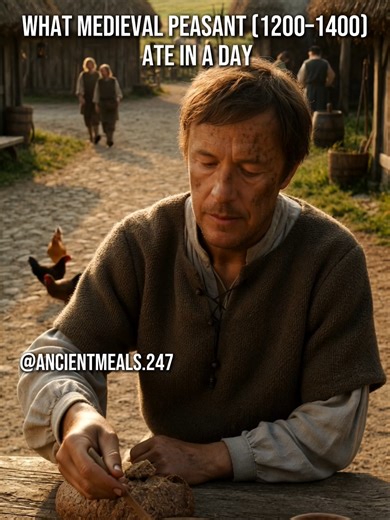 What a Medieval Peasant Ate in a Day (1200–1400) The simple diet of the Middle Ages. #historytok #medieval #middleages #foodhistory #learnontiktok