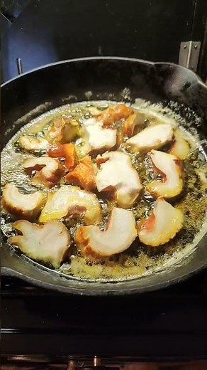 cooking fresh picked Lobster mushrooms.