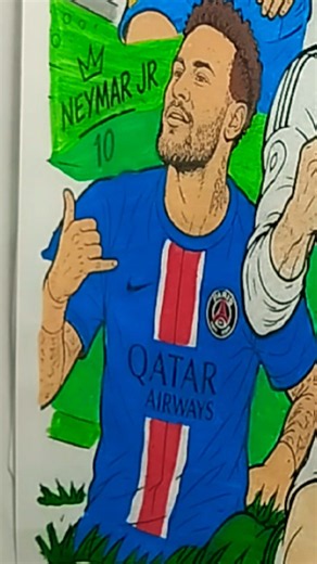 Neymar Jr Coloring with Markers! ⚽🎨 | Satisfying Football #art #fifa #football #usa