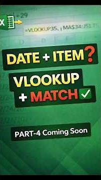 VLOOKUP + MATCH by Date & Item 🔥 Excel Formula | Part-3 #Shorts #excel #exceltips