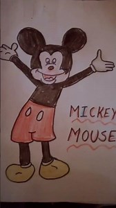 using only crayons colour for Mickey mouse drawing
