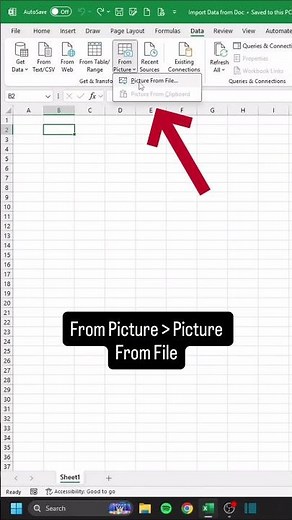 Import Data from Doc in Excel‼️ #cheatsheets #excel #googlesheets