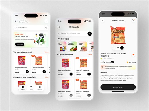 Grocery Shopping Mobile App UI