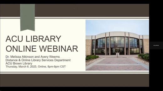 ACU Library Online Webinar - March 2025