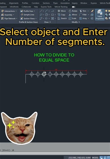 🛠️ AutoCAD DIVIDE Command | Split Objects Easily ✂️ #autocad #autocadblocks #cadtips