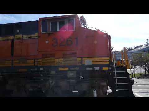 (Southbound) BNSF Priority Manifest Train passes through the McCarver Street Railroad Crossing.
