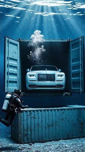 Ultra Realistic Underwater Diver Finds Rolls Royce from Container | AI Image Prompt