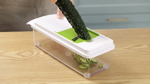 Mainstays 11 Pieces Multi-Function Nice Dicer and Mandoline, Stainless Steel, Green Glaze, 820g