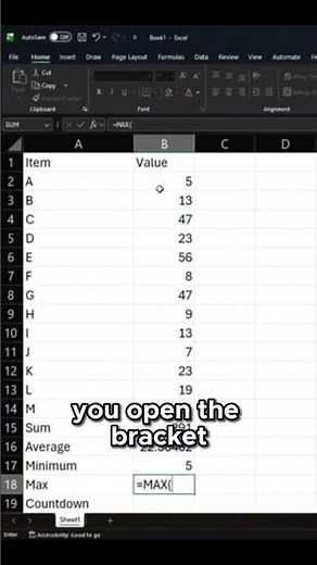 Learn AVERAGE, MIN, MAX & COUNT in Under 1 Minute! #excel #excelbeginner #exceltricks