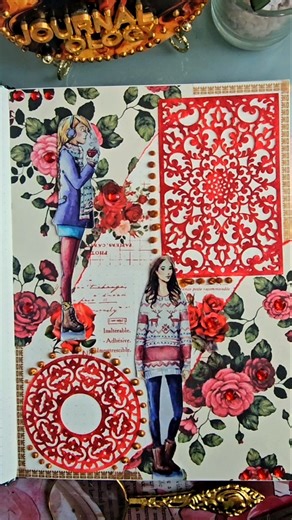 Red ASMR journal with me ♥️ #asmr #asmrsounds #scrapbooking #journal #craftideas #shorts