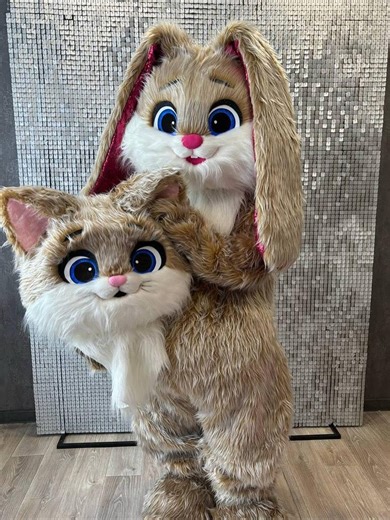 Bunny Cat Mascot Costume, Fluffy Rabbit Full Body Suit - Etsy