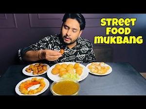 ASMR Eating Yummy Street Food Mukbang | Momos , Pani Puri, Dahi Puri, Spring Rolls