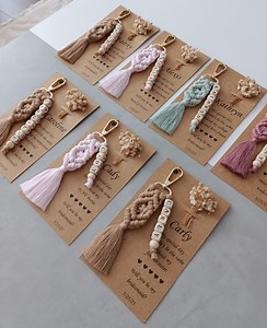 Personalized Macrame Name Keychain, Bridesmaid Gift, Custom Wedding Favor, Boho Keyring, Bridal Shower Party Favor, Christmas Gifts - Etsy
