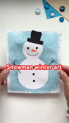 Snowman Winter Art for Kids ❄️ Easy Foil Painting Craft (Low Mess Template Art)