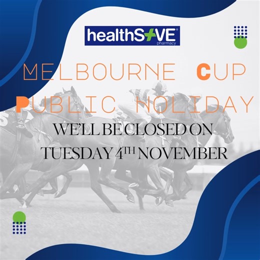 Please note that our Pharmacy will be closed on Tuesday, 4th November for the Melbourne Cup Public Holiday. 🏇 To avoid running short on your medications, please order ahead to ensure you have enough supply before the break. 💊 We also offer convenient services to make managing your prescriptions easier: ✔️ Script on File Service ✔️ SMS Reminders ✔️ APP Ordering 💬 Enquire in-store today to find out more! | Health Save Keens Pharmacy