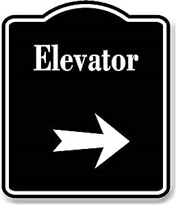 Elevator_Right_Arrow_BLACK Aluminum Composite Sign, 8.5"x10"