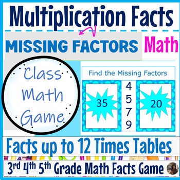CYBER SALE Multiplication Missing Factor Math Game 3rd 4th 5th Grade Fun