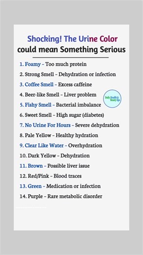. . . Shocking These urine Colour could mean Something Serious #ukreels #usareels #Trump #insta #newyork #canada #healthyfood #australia #Health #usa #urine #test | Daily Health & Beauty Tips