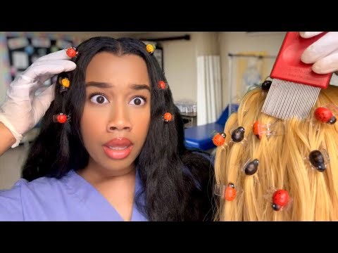 ASMR School Nurse Lice Check BUT The Nurse Has Lice Too 🪲😱 Lice Check Removal Role-play