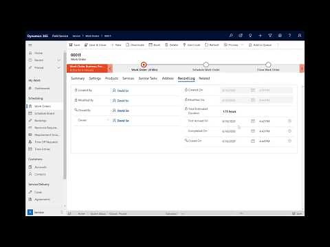 Work Orders: Record log total estimated duration, first arrived on, completed on