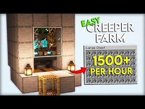 EASY Minecraft Creeper Farm - No Cats, No Redstone | 1500+ Gunpowder Per Hour!