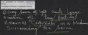 State postulates of Newton's corpuscular theory. [3 Marks] Post... | Filo