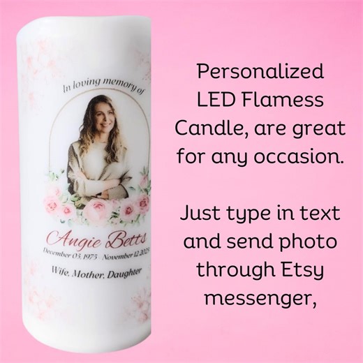 Personalized Memorial LED Candle, Flameless Photo Candle - Etsy