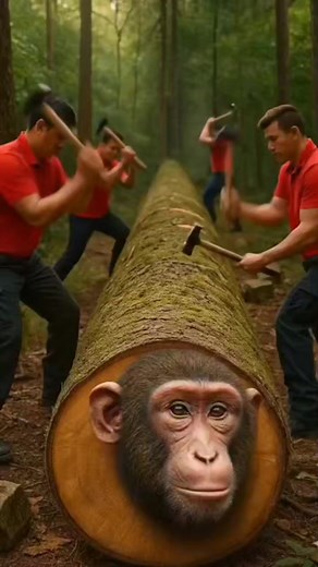Monkey rescue from giant log by #ajhanimalrescue #trendingreel #snacks #followerseveryone | AJH Animal rescue