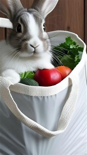 Adorable Bunny Hops Into Grocery Bag | Cute Rabbit Moment