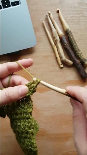 Crocheting with my handmade wooden crochet hook