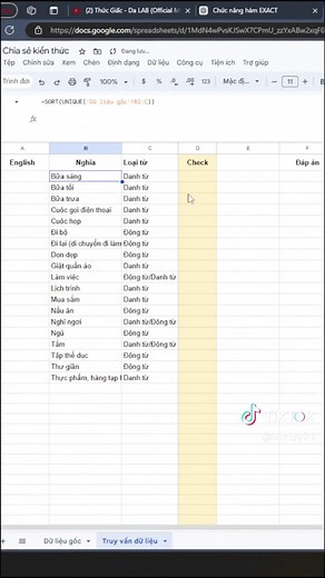 Tạo File Google Sheets để Học Từ Vựng Tiếng Anh - Công Thức Đơn Giản