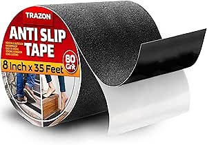 Grip Tape - Heavy Duty Anti Slip Tape for Stairs Outdoor/Indoor Waterproof 8Inch x 35Ft Safety Non Skid Roll for Stair Steps Ramp Traction Tread Staircases Grips Adhesive Non Slip Strips Walk Black