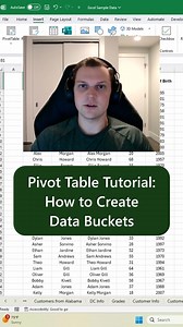Here's a pivot table trick that many people don't know about where you can group data fields into "buckets", so you can have a better idea of what your data distribution looks like. You can customize these buckets to be any range of increments that you want! #Excel #pivottables #analytics #data #exceltips 💻 | Excelwithkyle23