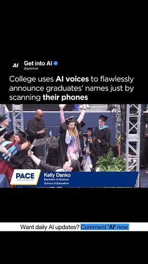 Artificial Intelligence | AI on Instagram: "🎓 AI called the names at graduation. At Pace University’s May 2025 ceremony, an AI system read student names using phonetic spellings grads submitted online. 🎤✨ Some loved the precision. Others missed the personal touch of a human voice. With Georgia Tech and the University of Georgia adopting the same tech, the debate is on: Tradition vs. Technology, which should define big moments like this? #AIGraduation #PaceUniversity #GeorgiaTech #FutureOfCerem