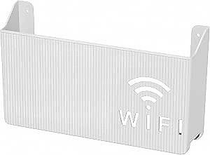 Wall Mounted Router Stand,WiFi Router Storage Box for Home,ABS Material Router Box Hider (White)