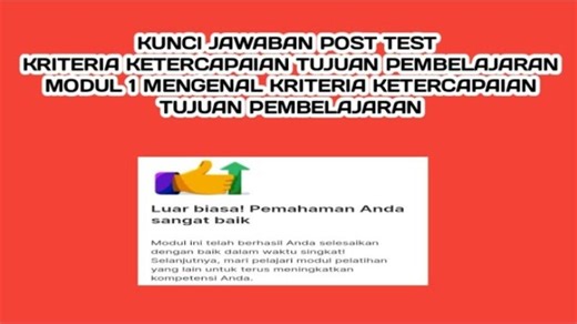 Kunci Jawaban Post Test Modul 1 Mengenal Kriteria Ketercapaian Tujuan Pembelajaran, PMM - TribunStyle.com