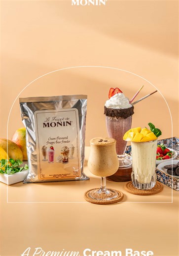 Introducing Le Frappé de MONIN Cream Flavoured: a premium frappe base crafted for consistently rich texture and elevated blended creations. Easily deliver the creamy body your menu deserves… every single time. More control. More creativity. More creaminess. Let the blending begin. 🍨 #MONINAsia #LeFrappédeMONINCreamFlavoured #2026 #lifeisacreativejourney